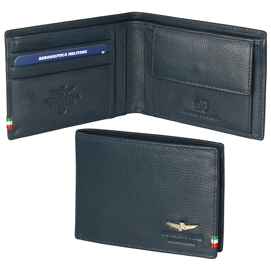 Aeronautica Military Flag Wallets with Leather Pigtailes AM102-बीएल चमड़े के साथ