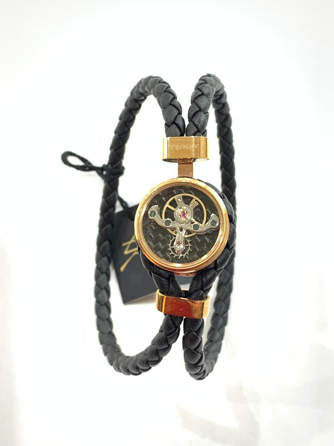 Antorà bracciale Tourbillon 20cm pelle acciaio finitura PVD oro rosa 59013 - Gioielleria Capodagli