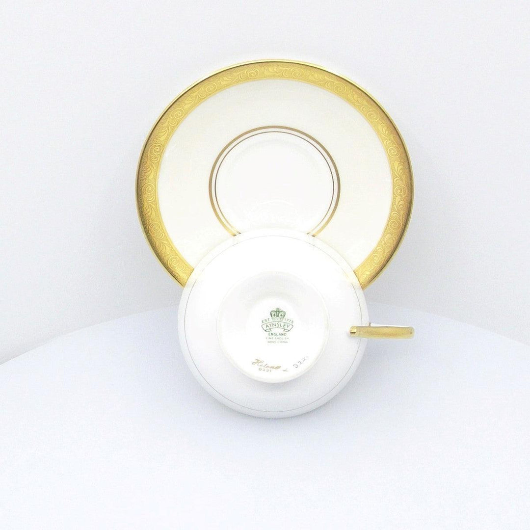 Aynsley England 1 tea cup with pure gold decoration, fine porcelain, English bone china A-0059 - Gioielleria Capodagli