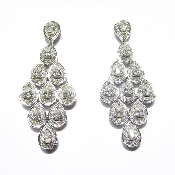 Bianco Milano earrings in 18K white gold 15.60g diamonds 1.50ct pear cut 2.20ct color G clarity VS 0194OR - Gioielleria Capodagli