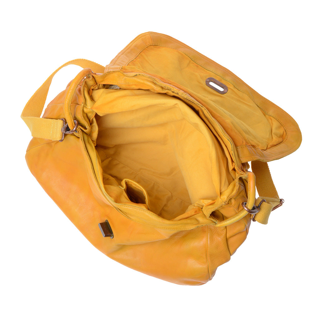 फ्लैप के साथ कपड़े रंगे हुए चमड़े के बड़े धोया कंधे बैग DuDu