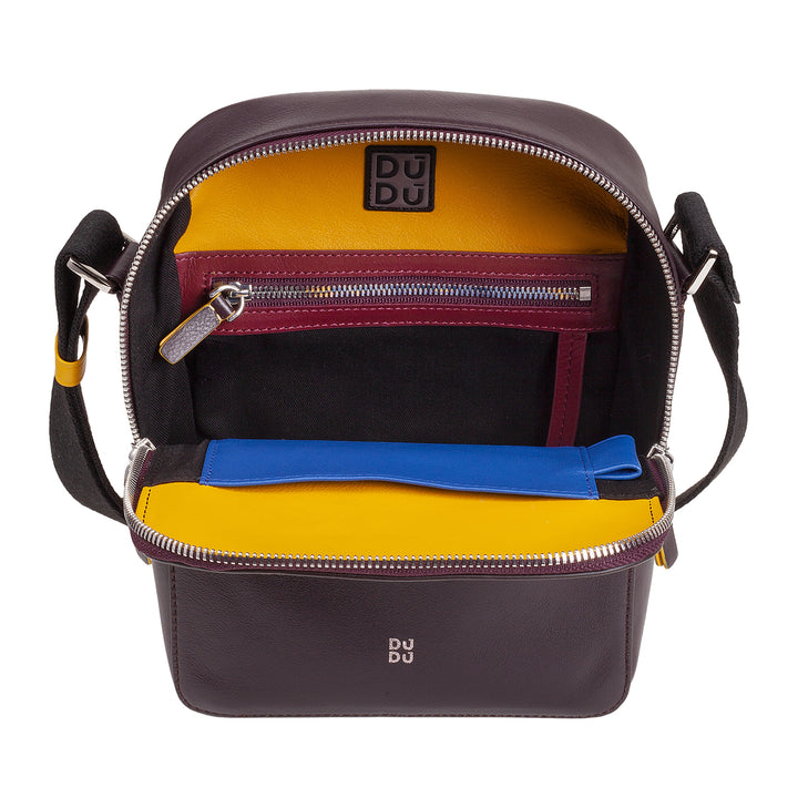 DuDu रंगीन असली लेदर में पुरुषों की बैग, एडजस्टेबल कंधे बैग, कॉम्पैक्ट डिजाइन, बहु डिब्बे और ज़िप बंद करने