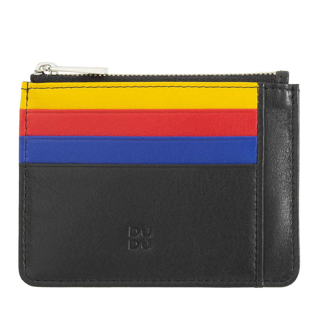 जिप के साथ वास्तविक रंगीन चमड़े के बटुए में डुडु पाउच क्रेडिट कार्ड