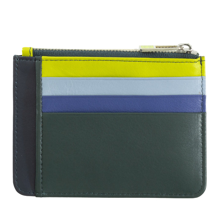 DuDu जिपर के साथ रंगीन असली लेदर वॉलेट क्रेडिट कार्ड धारक बैग