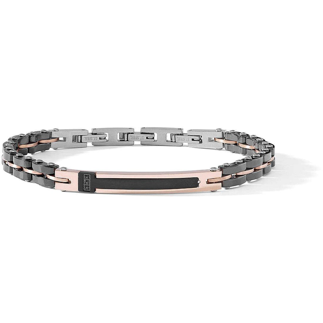 Comete bracciale Tyres acciaio finiture PVD oro rosa ceramica cubic zirconia UBR 910 - Capodagli 1937