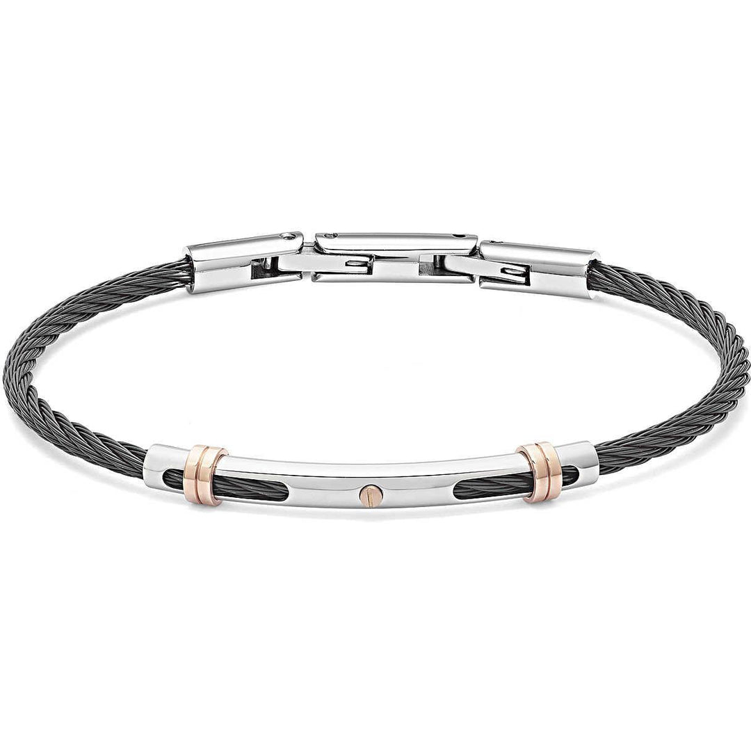 Comete bracciale uomo Wire acciaio lucido trattamento in PVD blu e rosè UBR 953 - Gioielleria Capodagli