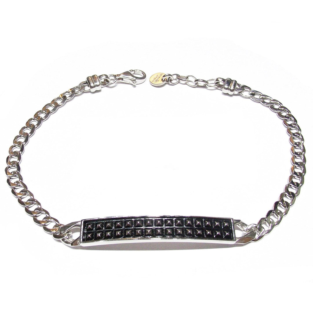 Design Argento bracciale con targa argento 925 finiture PVD nero DA 006.BR - Gioielleria Capodagli