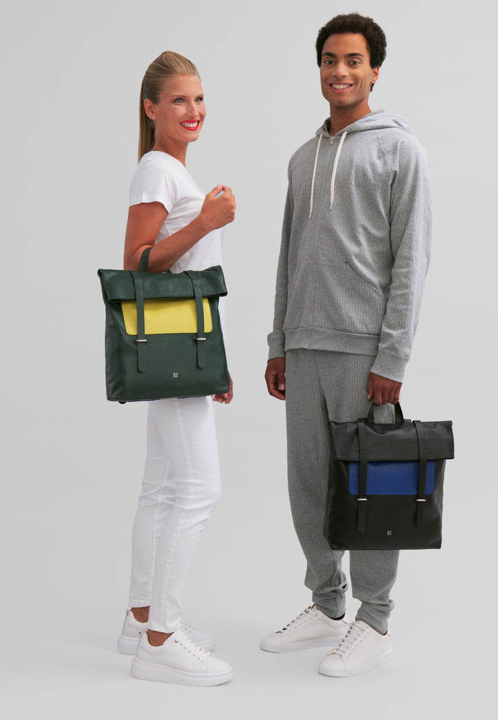 DuDu रंगीन पुरुषों की चमड़ा बैग महिलाओं के लिए, बड़े बैग शीतल 14L बहु जेब खेल डिजाइन आकस्मिक