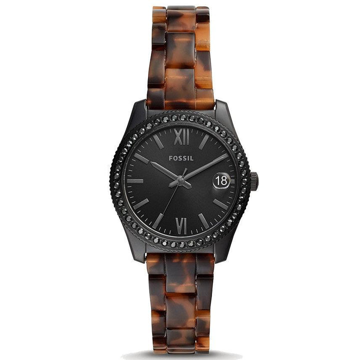 Fossil orologio donna Scarlette Mini 32mm acciaio nero acetato tartarugato ES4638 - Gioielleria Capodagli