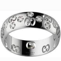 Gucci anello Icon Bold oro bianco 18kt e brillanti misura 10 246484 J8540 9066 - Gioielleria Capodagli