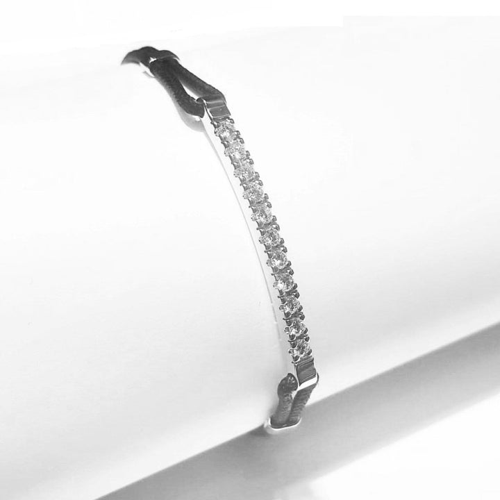 Lenses leather and 18kt white gold bracelet with diamonds 0.516ct color G clarity VS 0059BR* - Gioielleria Capodagli