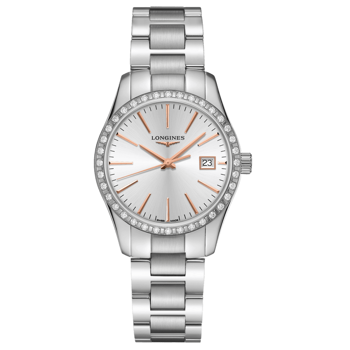 Longines orologio Conquest Classic 34mm argento diamanti quarzo acciaio L2.386.0.72.6 - Capodagli 1937