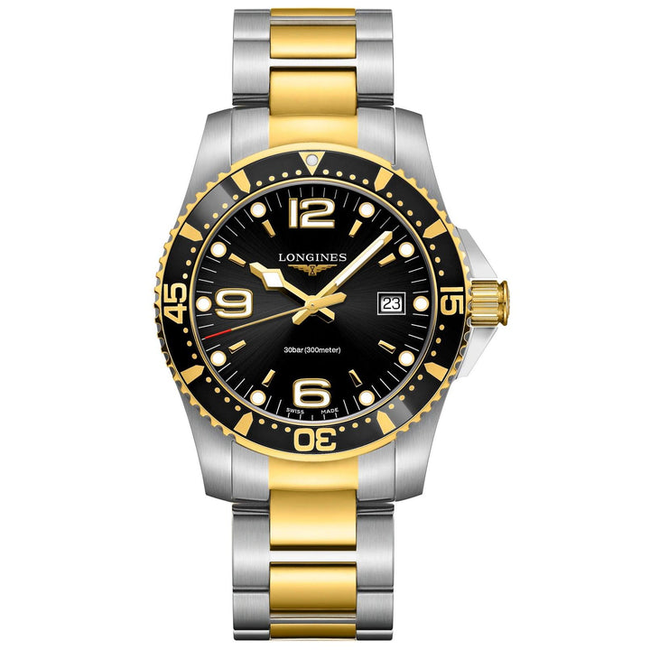 Longines orologio HydroConquest 41mm nero acciaio finitura PVD oro giallo quarzo L3.740.3.56.7 - Capodagli 1937