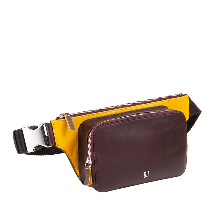DuDu रंगीन चमड़े में पुरुषों की कमर बैग, स्मार्टफ़ोन के साथ जेब के लिए सुरुचिपूर्ण विशाल यात्रा बैग