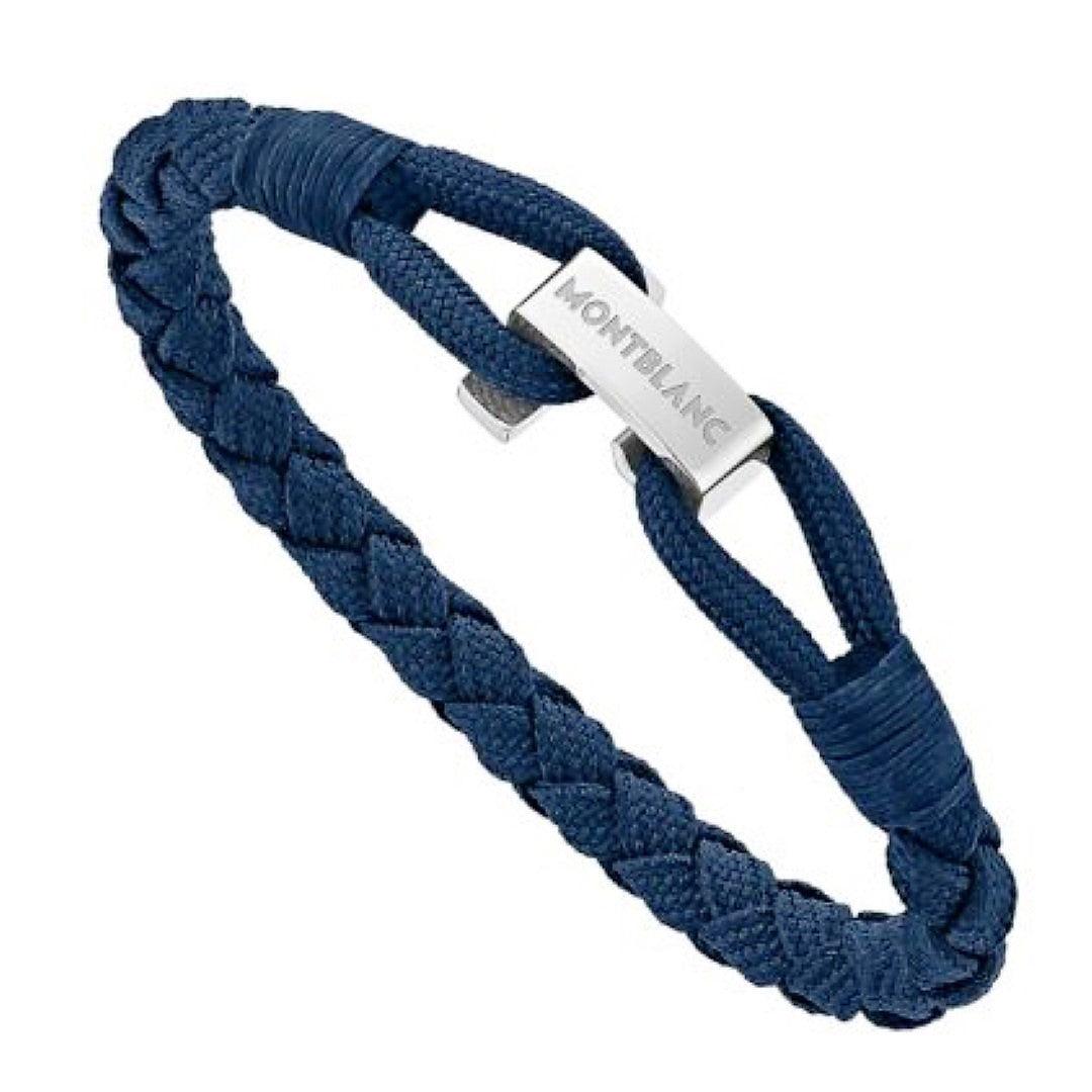 Montblanc bracciale Wrap Me blu in nylon e acciaio misura M 12838363 - Capodagli 1937