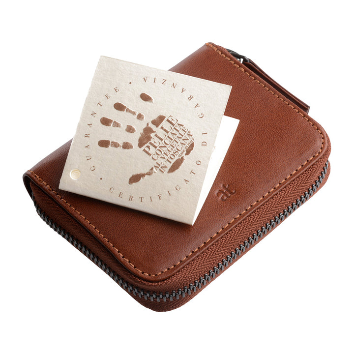 प्राचीन टोसका जिपर दौर के साथ क्रेडिट कार्ड धारक असली लेदर और 11 कार्ड जेब