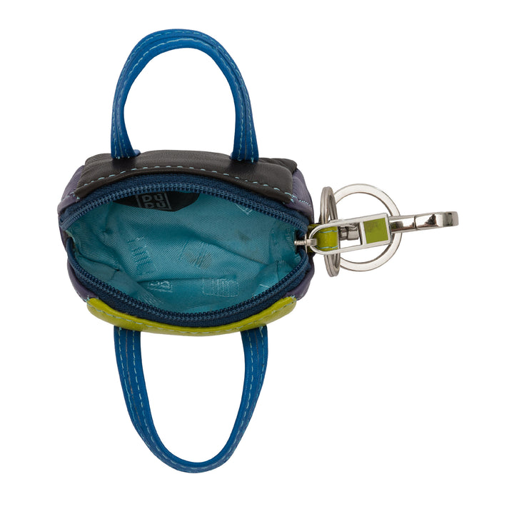 DUDUk keychain door handbag in colorful leather mini bag with zip zip zipper rings and carabiners
