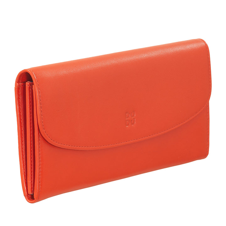 Dudu Women's Women's Wallet in Colored Leather, Continental Portfolio, Credit Card Packs, Hinge Hornbed holders