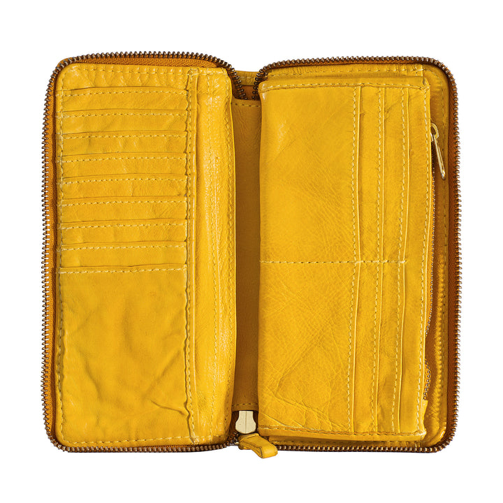 DUDU Women's Wallet Zipper Zip Around Large Vintage Leather Bag Multi Pocket Coin Bag