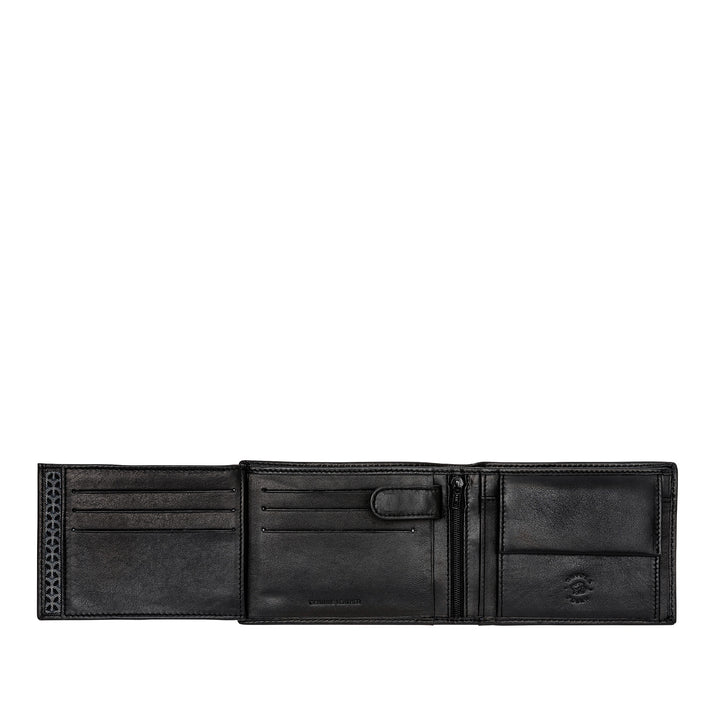 Cloud Leather Men's Soft Leather Wallet with Coin Holder Zipper Inside Credit Card Pockets