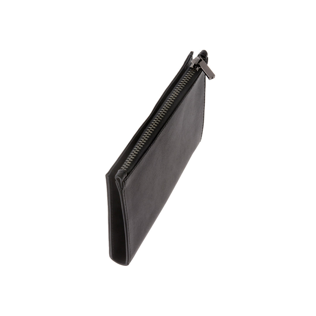 DuDu आईडी कार्ड के लिए उपयुक्त ज़िप के साथ पुरुषों के असली लेदर पोर्टफोलियो वर्टिकल आकार स्लिम कार्ड धारक