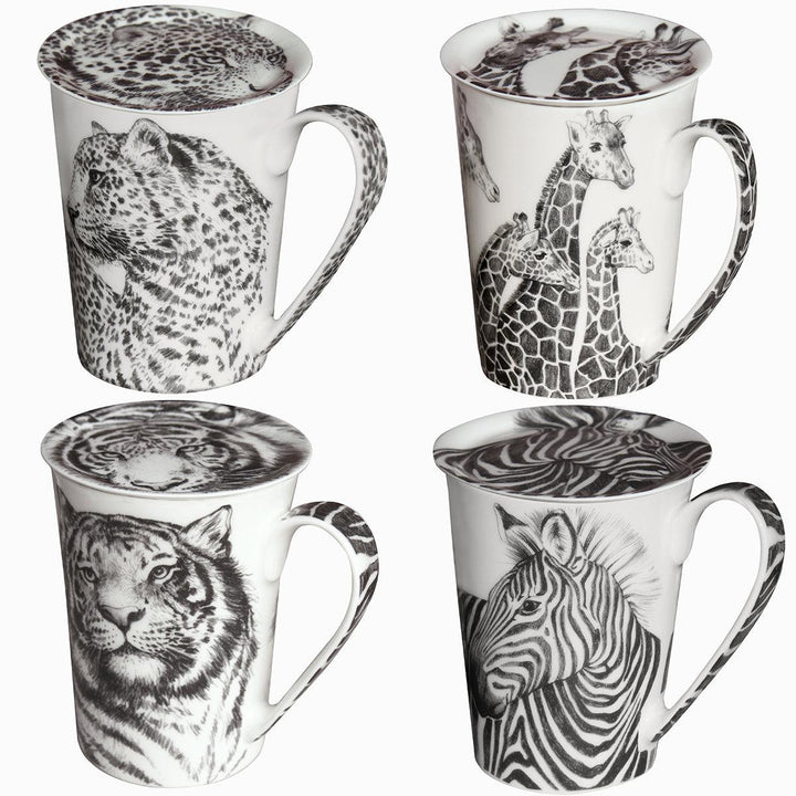 Taitù tazza mug con coperchio leopardo Wild Spirit porcellana fine bona china 12-1-4-A - Gioielleria Capodagli