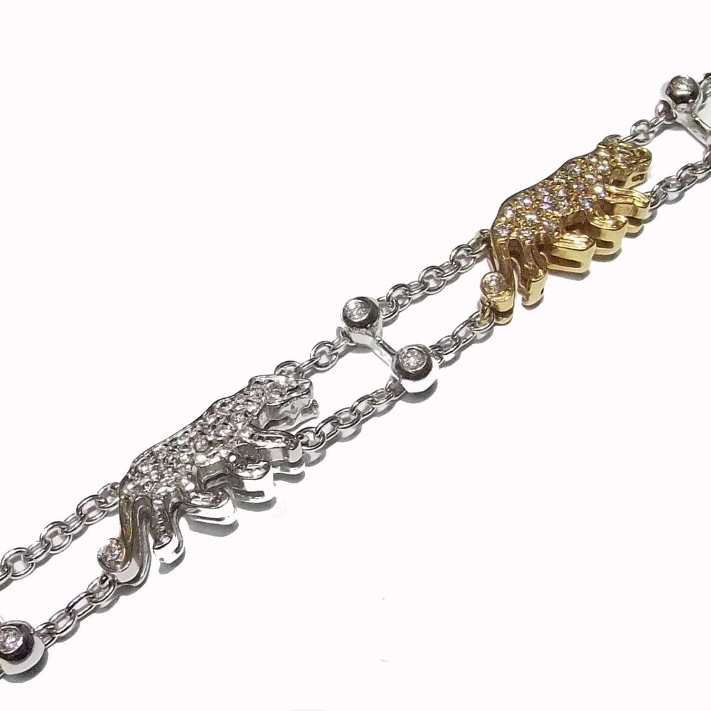 Taverna bracciale Pantere oro bianco e giallo 18kt diamanti - Capodagli 1937