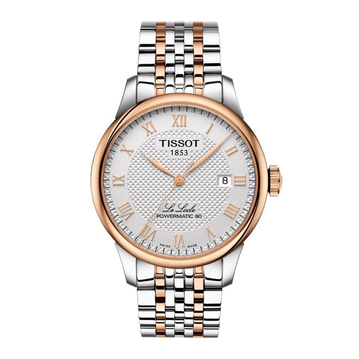 Tissot orologio Le Locle Powermatic 80 39,3mm argento automatico acciaio finitura PVD oro rosa T006.407.22.033.00 - Gioielleria Capodagli