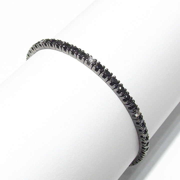 World Diamond Group tennis bracelet 18kt gold black ruthenium finish diamonds 0.34ct color G clarity VS and black diamonds 2.07ct 0200BR - Gioielleria Capodagli