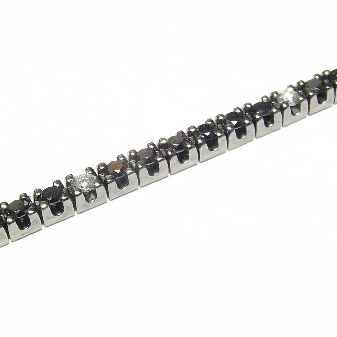 World Diamond Group tennis bracelet 18kt gold black ruthenium finish diamonds 0.34ct color G clarity VS and black diamonds 2.07ct 0200BR - Gioielleria Capodagli