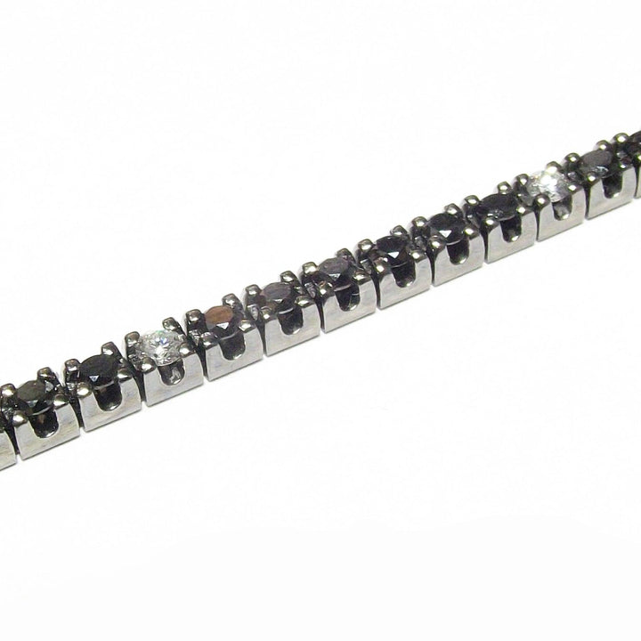 World Diamond Group tennis bracelet 18kt gold black ruthenium finish diamonds 0.34ct color G clarity VS and black diamonds 2.07ct 0200BR - Gioielleria Capodagli