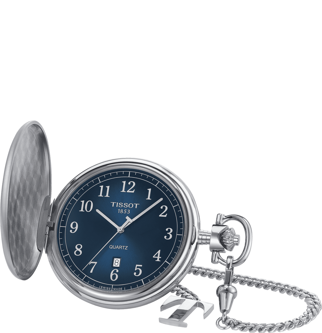 Tissot जेब घड़ी Savonette 48,5mm नीला क्वार्ट्ज स्टील T862.410.19.042.00