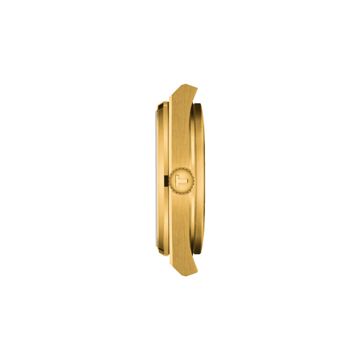 Tissot घड़ी PRX 35 मिमी शैंपेन क्वार्ट्ज स्टील समाप्त पीवीडी पीला सोना T137.210.33.021.00