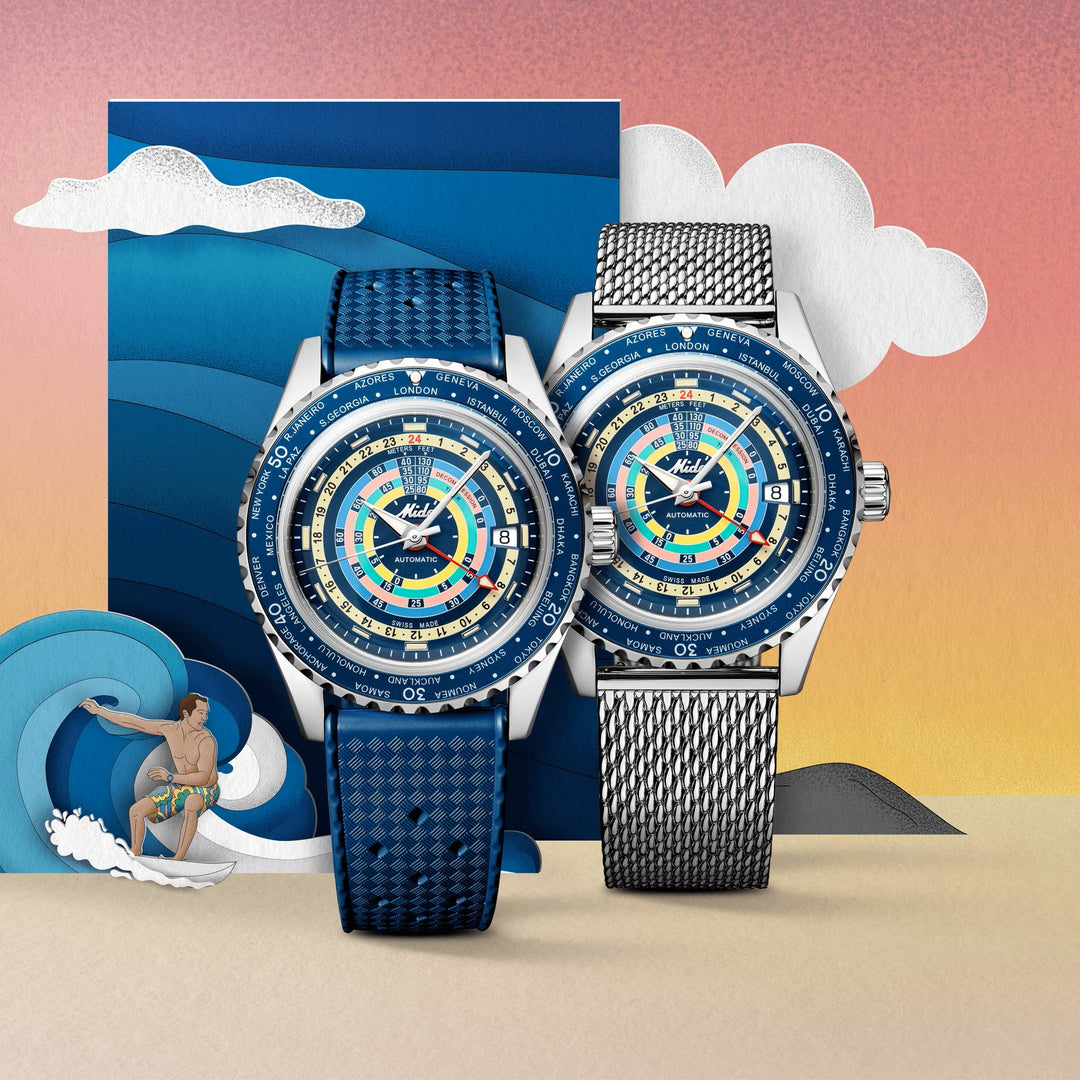 Mido घड़ी महासागर स्टार Decompression Worldtimer विशेष संस्करण 40mm नीला स्वत: स्टील M026.829.17.041.00