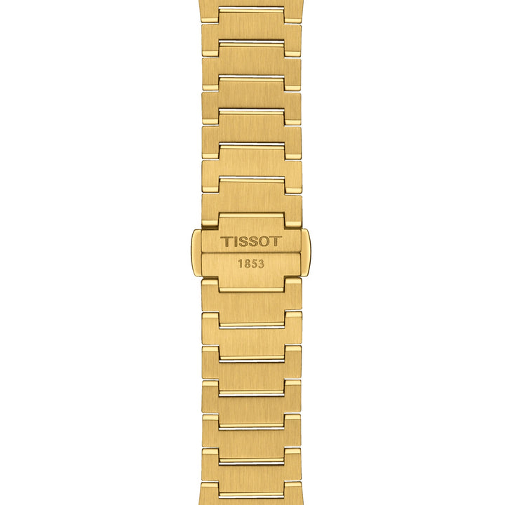 Tissot घड़ी PRX 35 मिमी शैंपेन क्वार्ट्ज स्टील समाप्त पीवीडी पीला सोना T137.210.33.021.00