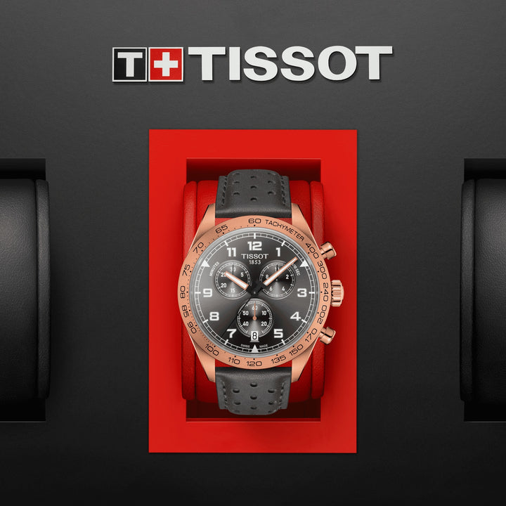 Tissot घड़ी पीआरएस 516 क्रोनोग्रफ़ 45 मिमी ग्रे क्वार्ट्ज स्टील समाप्त पीवीडी गुलाबी सोना T131.617.36.082.0.00