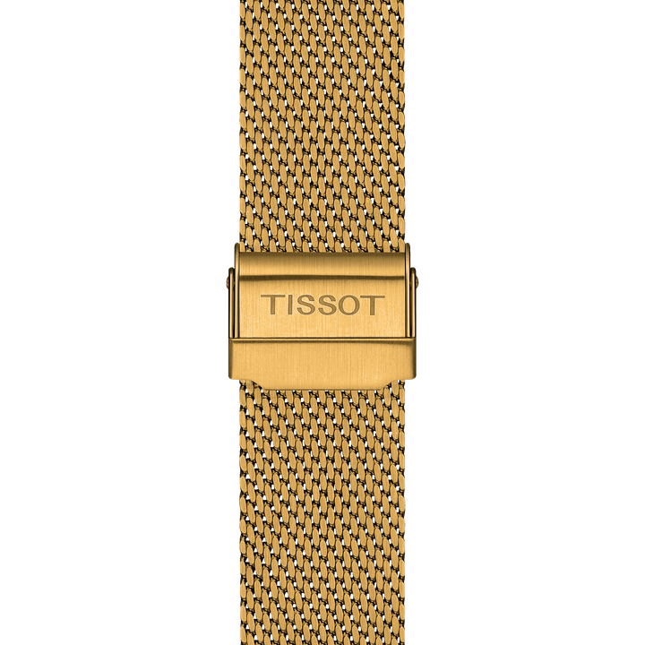 Tissot घड़ी हर समय Gent 40 मिमी शैंपेन क्वार्ट्ज स्टील समाप्त पीवीडी पीला सोना T143.410.33.021.00