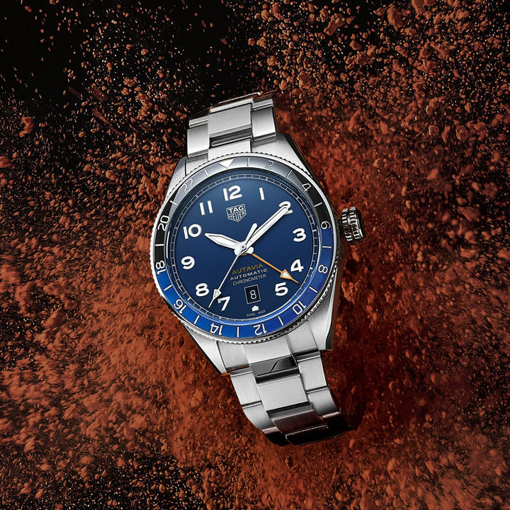 टैग Heuer घड़ी Autavia सीओसी GMT कैलिबर 7 सीमित संस्करण 42mm स्वत: स्टील WBE511A.BA0650